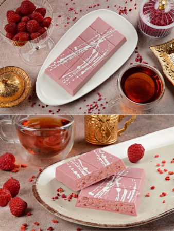 Шоколад белый с начинкой "Dubai Raspberry" с начинкой малина, 180 гр