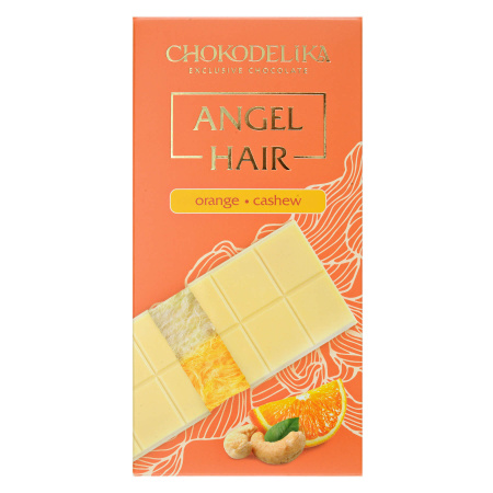 Шоколад белый "Аngel Hair" с начинкой апельсин–кешью, 150 гр